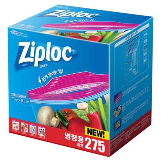 지퍼락 Ziploc 스마트 지퍼백 대용량 중형 275개입