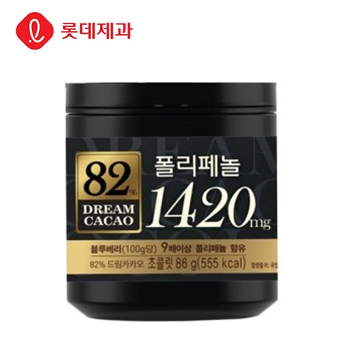 롯데 드림카카오 82% 폴리페놀 1,420mg (통)86g