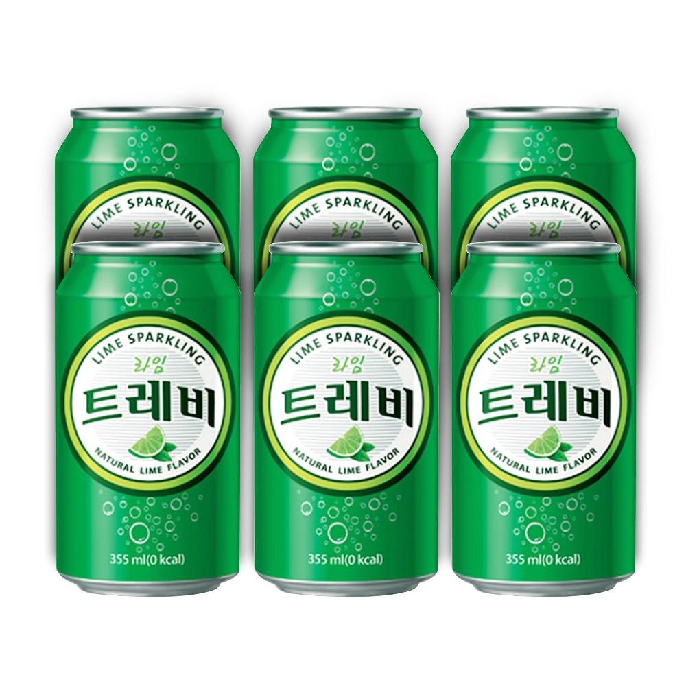 롯데칠성 트레비 탄산수 뚱캔 라임 355ml x 6캔