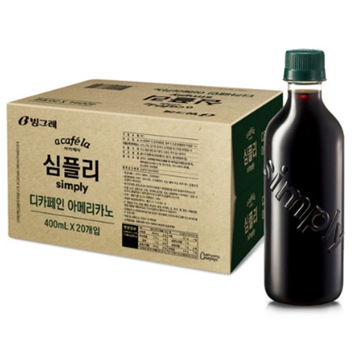 빙그레 심플리 디카페인 아메리카노 무라벨 400ml x 20개 [박스]