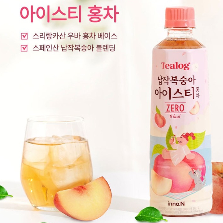 Tealog 티로그 납작복숭아 아이스티  500ml x 24개입