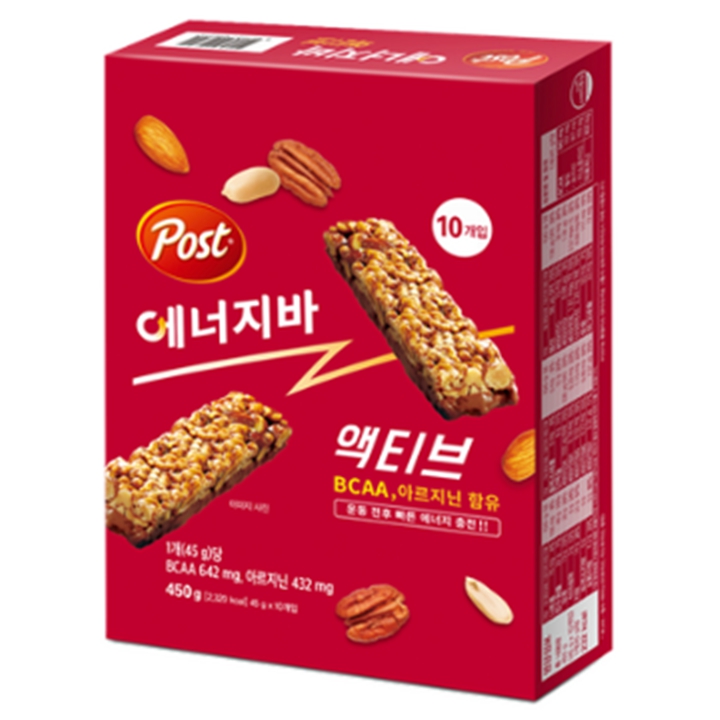 포스트 에너지바 액티브 45g x 10개(레드)
