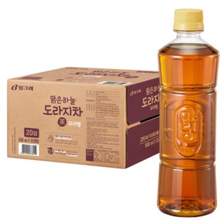 빙그레 맑은하늘 도라지차 무라벨 500ML X 20병 [박스]