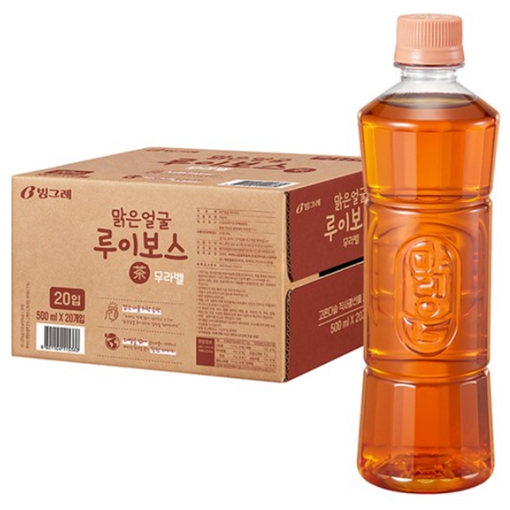 빙그레 맑은얼굴 루이보스 500ML X 20병(무라벨) [박스]