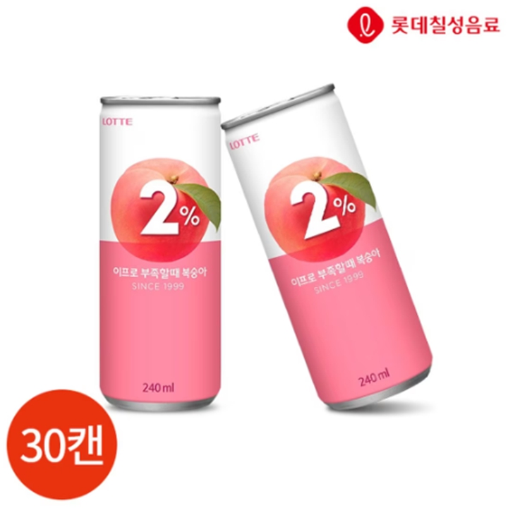 롯데칠성 2% 부족할때 복숭아 240ml x 30캔 [박스]