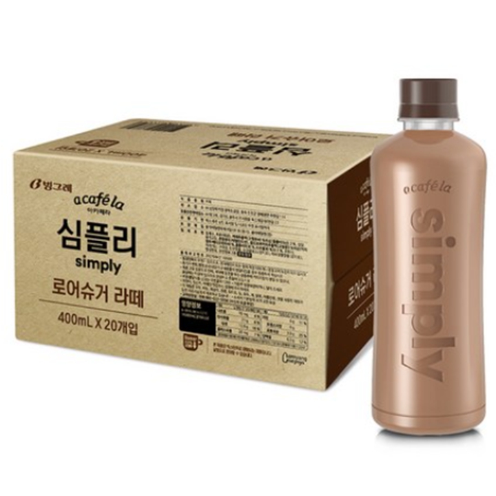 빙그레 심플리 로어슈거 라떼 무라벨 400ml x 20개 [박스]
