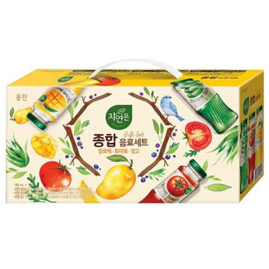 웅진 자연은 종합 병음료 180ml x 12병 - 알로에,토마토,망고 3종