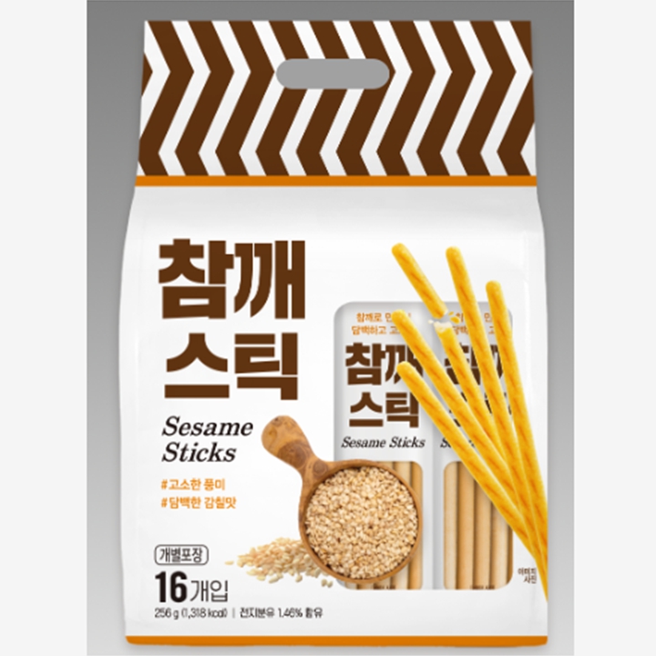 [키즈웰] 참깨스틱 과자 256g (16개입)