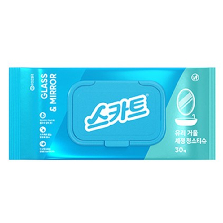 유한킴벌리 스카트 유리 거울 세정 청소티슈 30매 X 4개 [4번들]