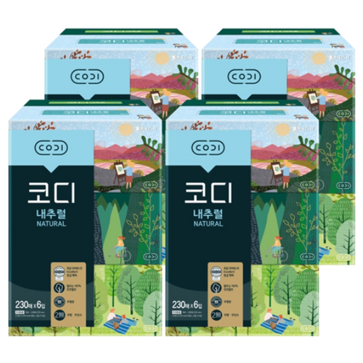 코디 내추럴 미용티슈 230매 x 6개입 x 4팩 [박스]