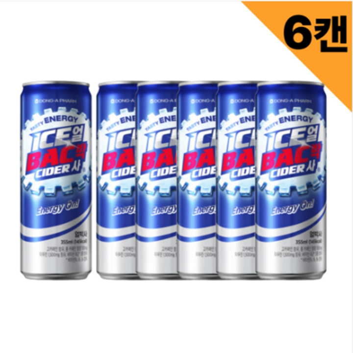 동아제약 얼박사 박카스 사이다 에너지음료 355ml x 6캔