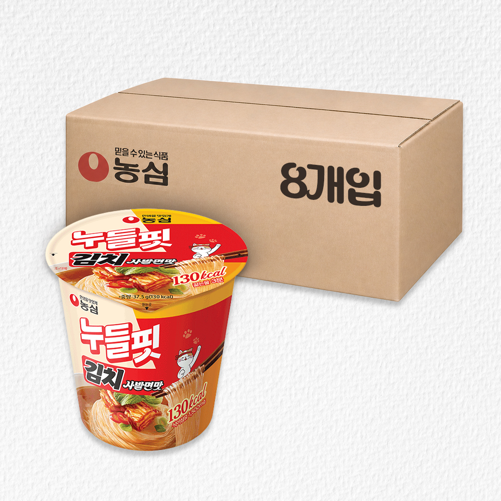 농심 누들핏 김치사발면맛 컵라면 소컵 8개입