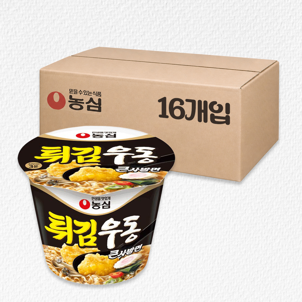 농심 큰사발면 튀김우동 컵라면 16개 [박스]