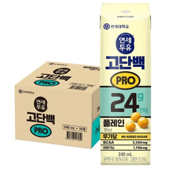 연세두유 고단백 PRO 플레인 240ml x 16팩 [박스]