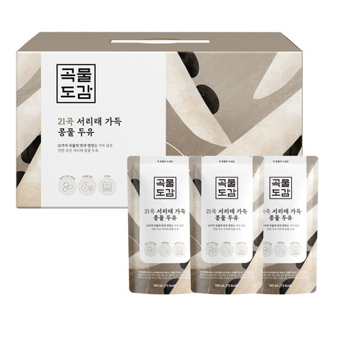 곡물도감 무가당 21곡 서리태 가득 콩물두유 180ml x 15포