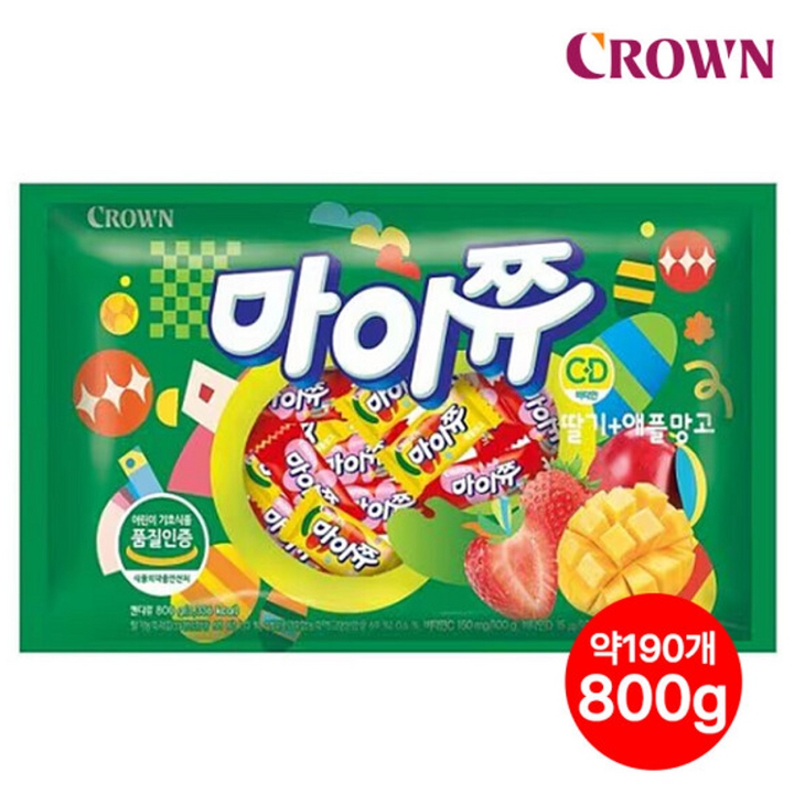 크라운 마이쮸 딸기+애플망고 800g [대용량]