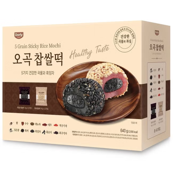 돌리 DORLY 오곡 찹쌀떡 흑임자+참깨 혼합 640g 40개입