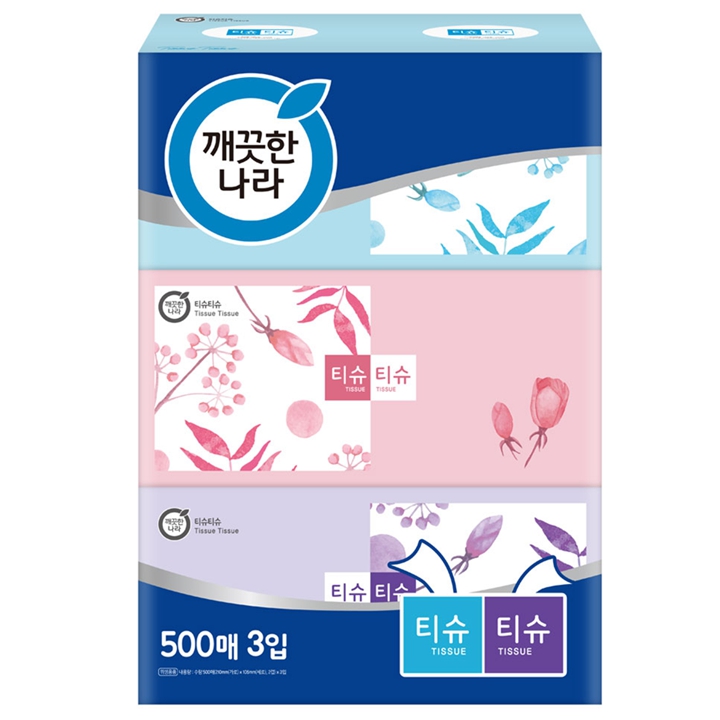 깨끗한나라 티슈티슈 500매 x 3개입