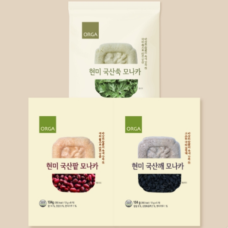 올가홀푸드 현미 모나카 3종 팥+깨+쑥 혼합 24개