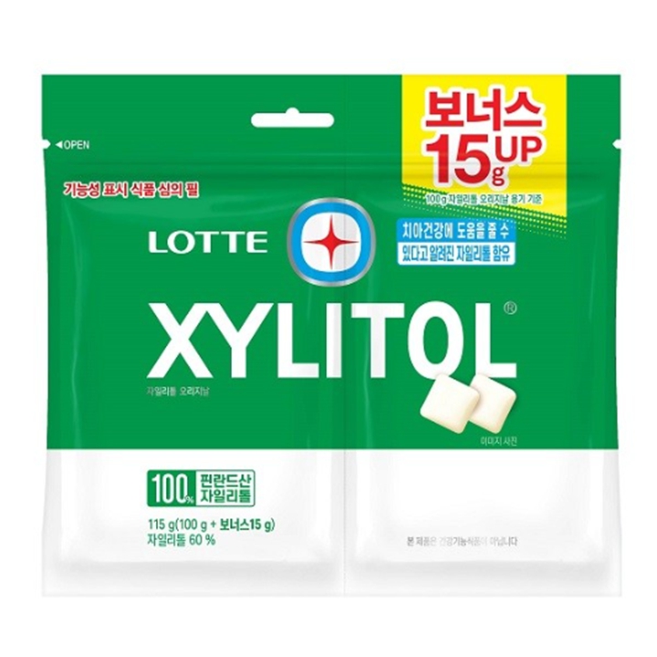 롯데 자일리톨 껌 오리지날 리필 파우치 115g